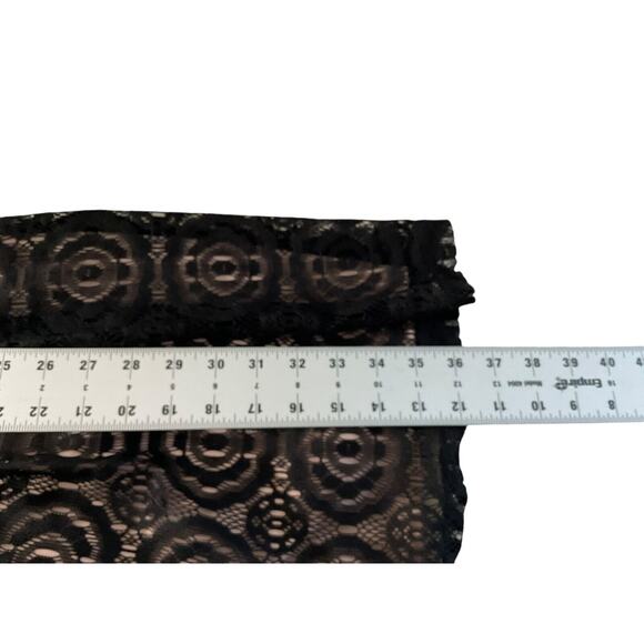 Enfocus Studio Black Lace Size 8 Nude Lined Dress A Line Faux Leather Trim - Picture 5 of 11